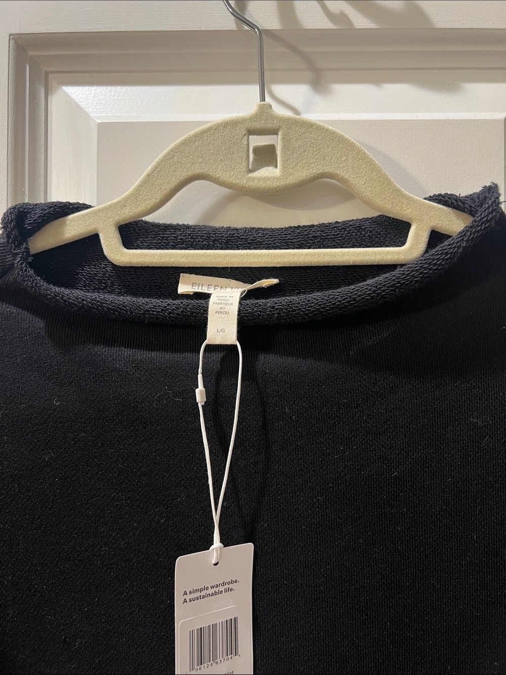 Eileen Fisher Black funnel neck square top - Picture 4 of 6